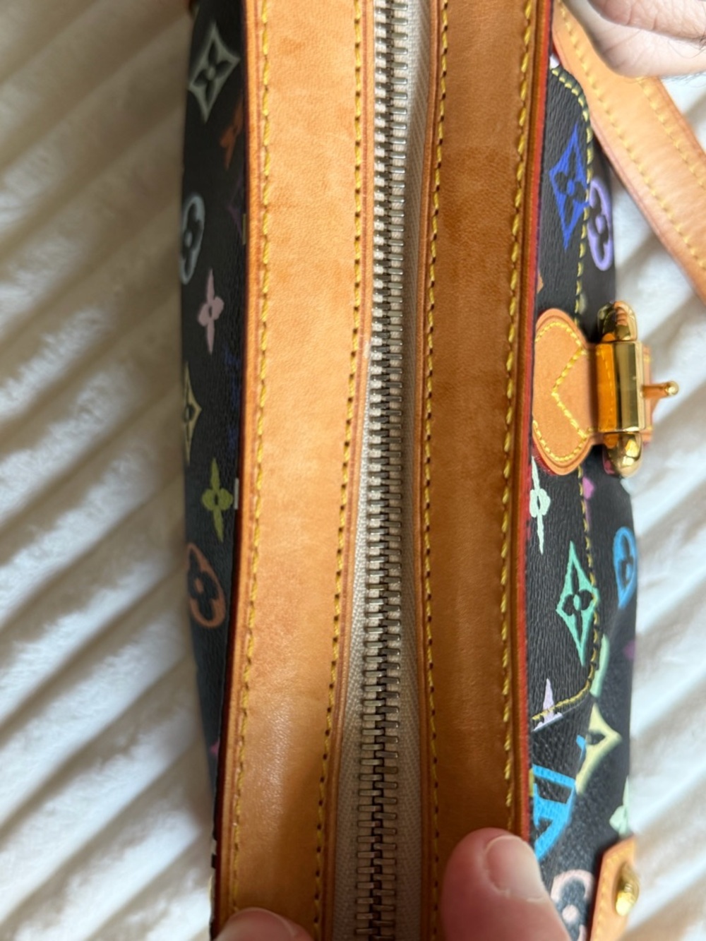 Louis Vuitton Black Multicolor Monogram Shoulder Bag with Tan Trim - Picture 12 of 16